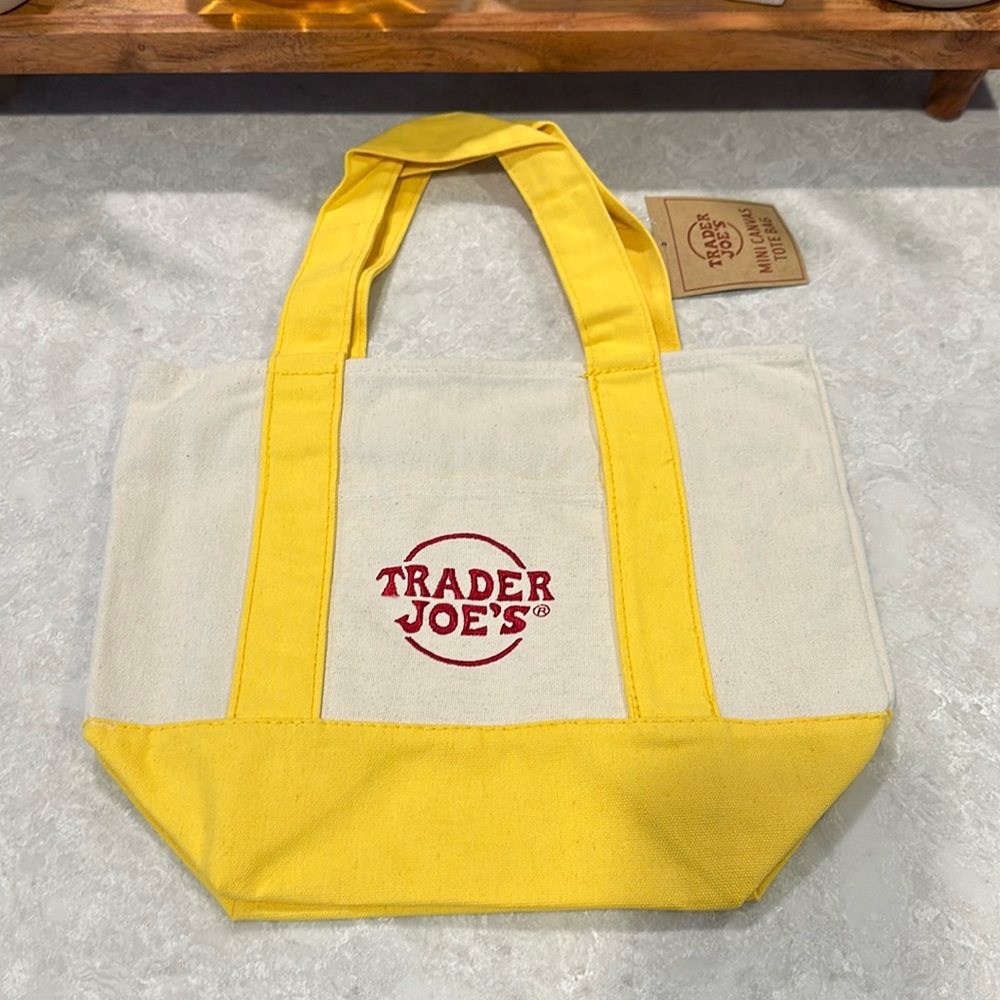 NWT Trader Joe's Mini Yellow Tote Bag